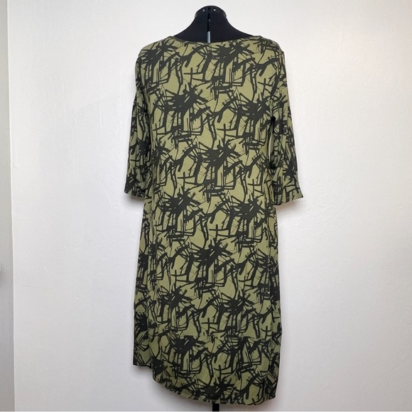 •TRUTH + STYLE• 3/4-Length Sleeve Jersey Midi‎ Dress in Green Black Print XLP - Picture 3 of 9